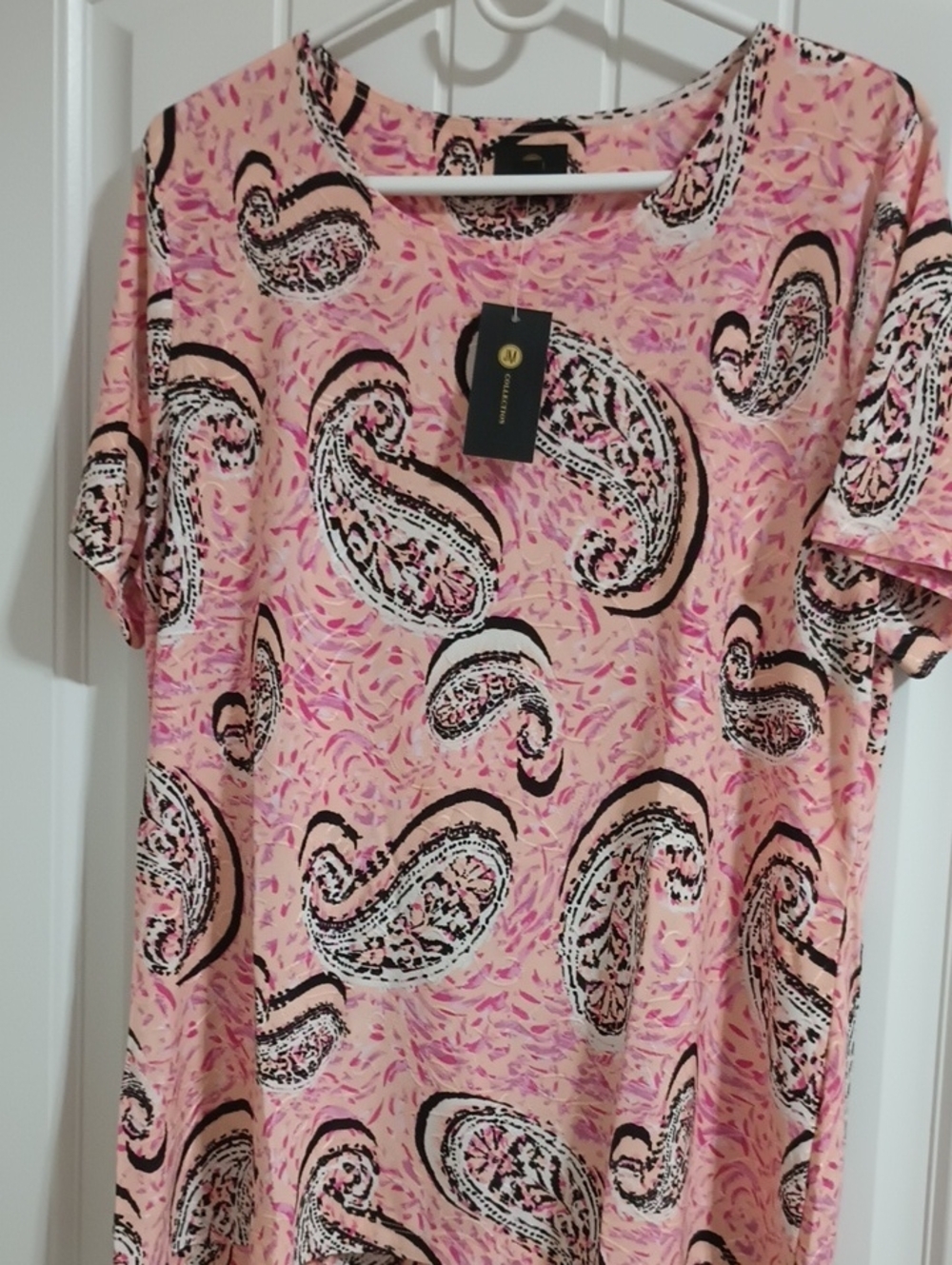 JM Collection Pink Paisley Short Sleeve Blouse